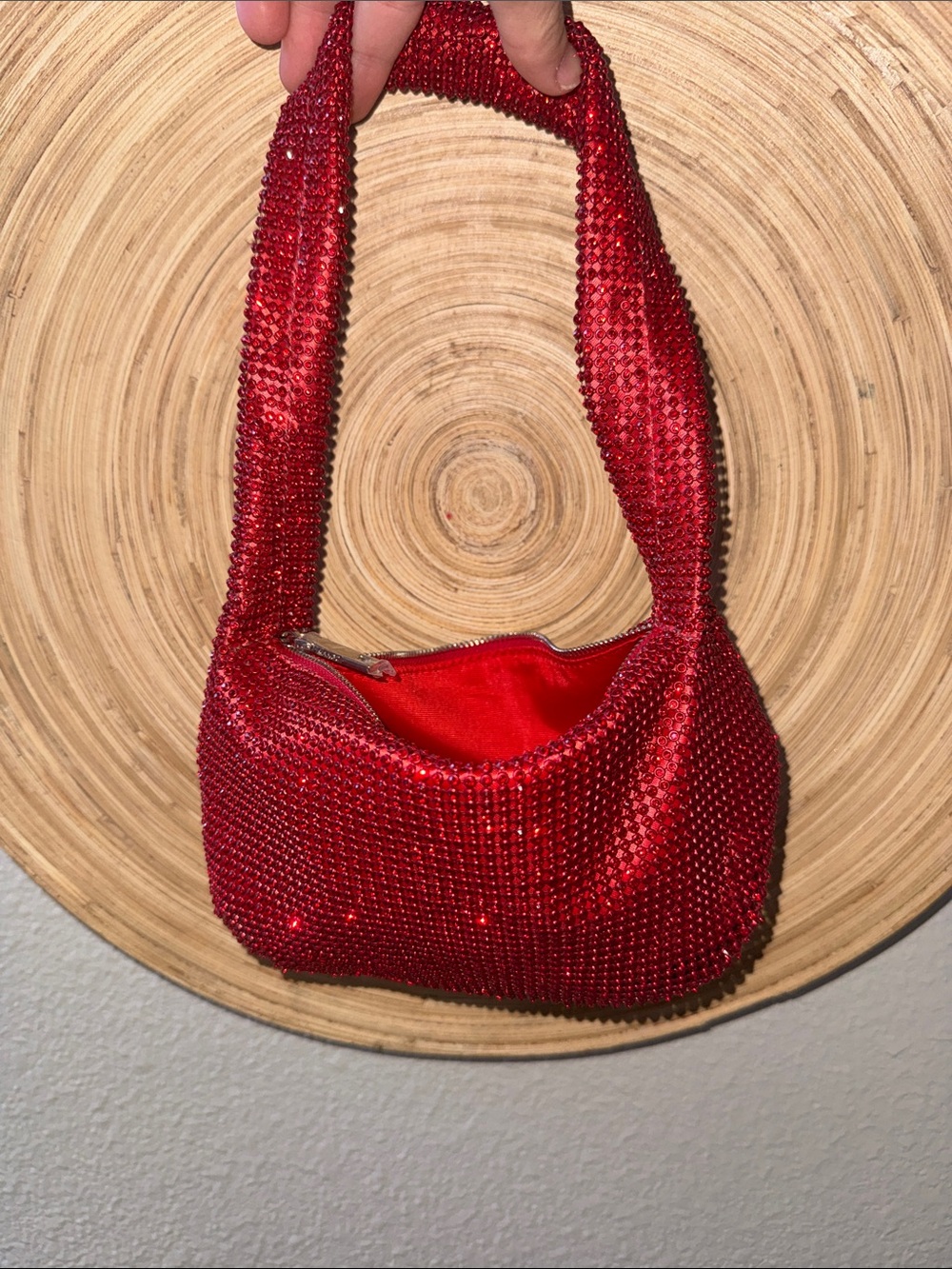 Red Rhinestone Shoulder Bag - Mango Sparkle Evening Purse